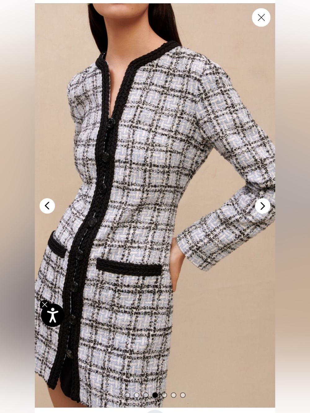 Maje Light Blue & White Tweed Effect Dress